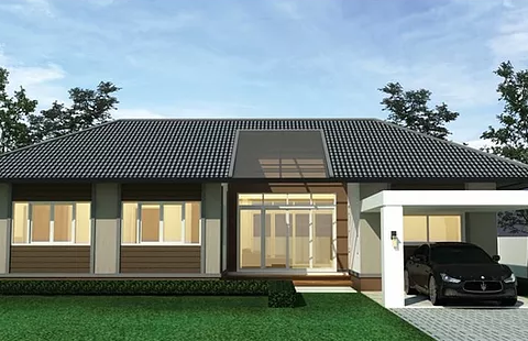 บ้านเดี่ยวสไตล์โมเดิร์น โครงการล้านนาเลควิว (LLT100)